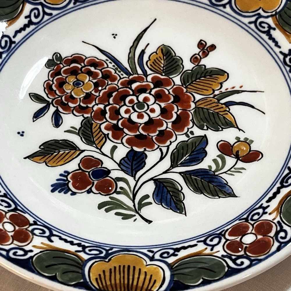 Royal Delft De Porceleyne Fles Polychrome 5.5" Plate Multicolor Floral 1985 P103 - Picture 3 of 14